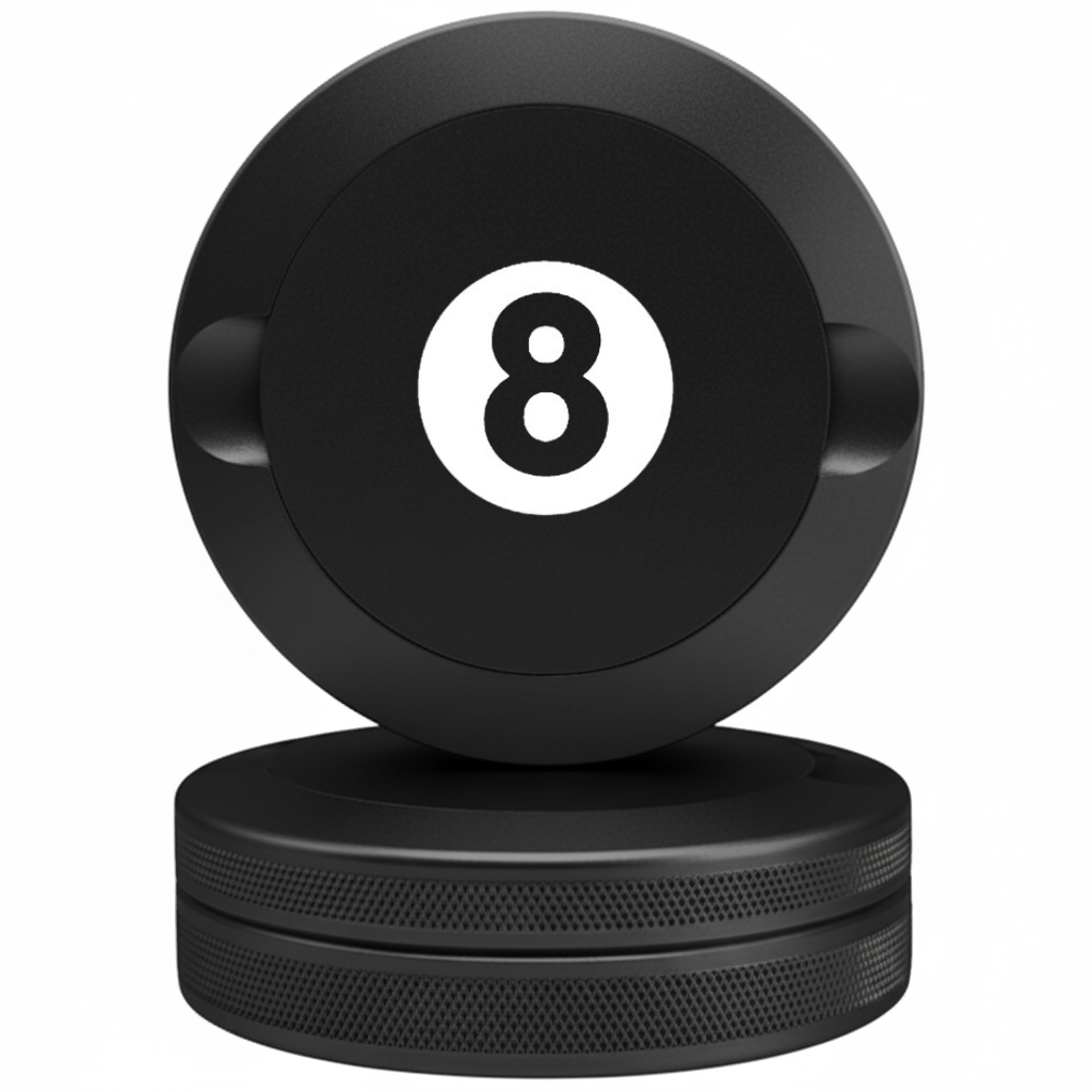 Minimalist Black Metal Pouch Case with 8-Ball Billiards Design - Stealth CNC Aluminum Fits Zyn