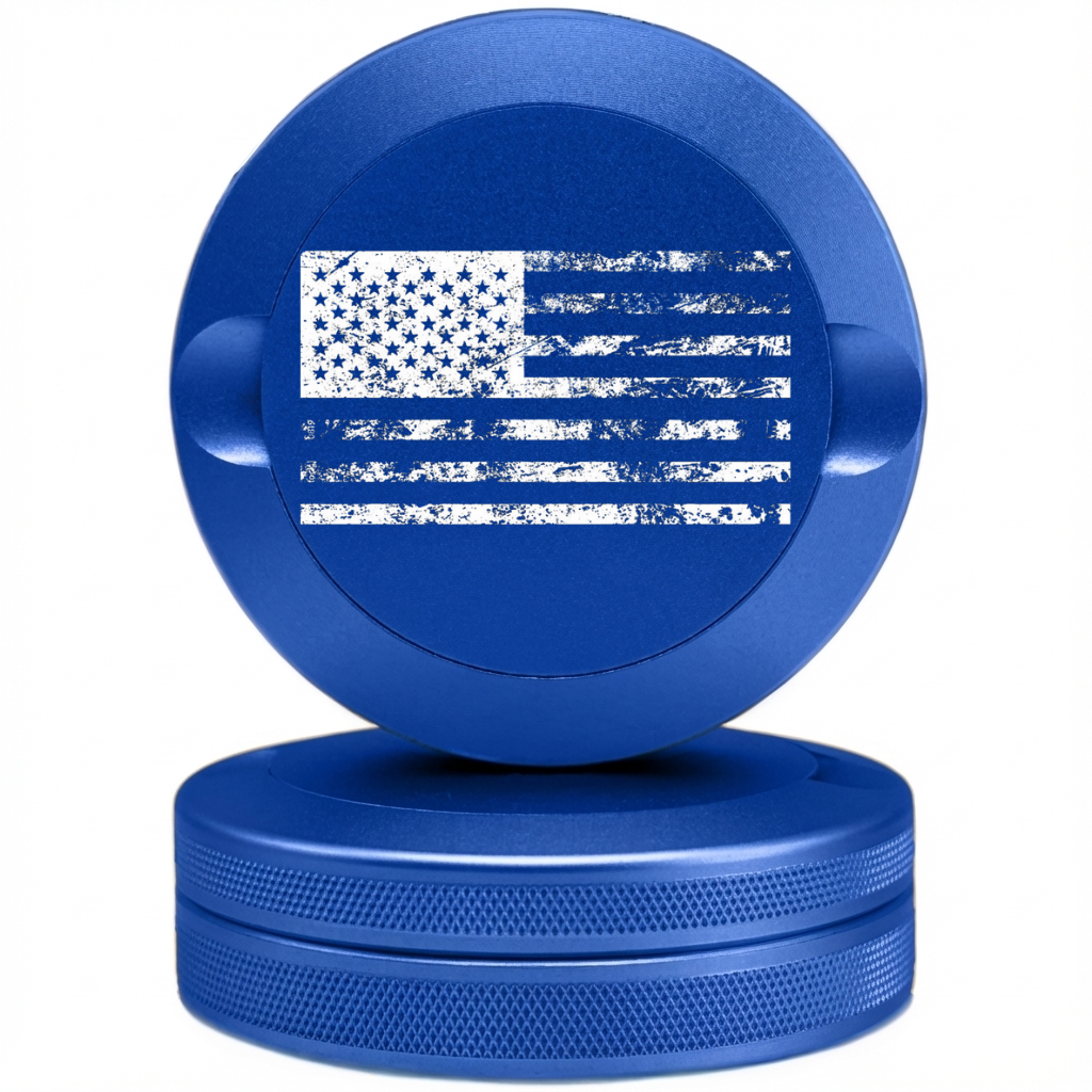 Patriotic Blue Metal Pouch Tin with American Flag Design - Tactical Snus Case Fits Zyn