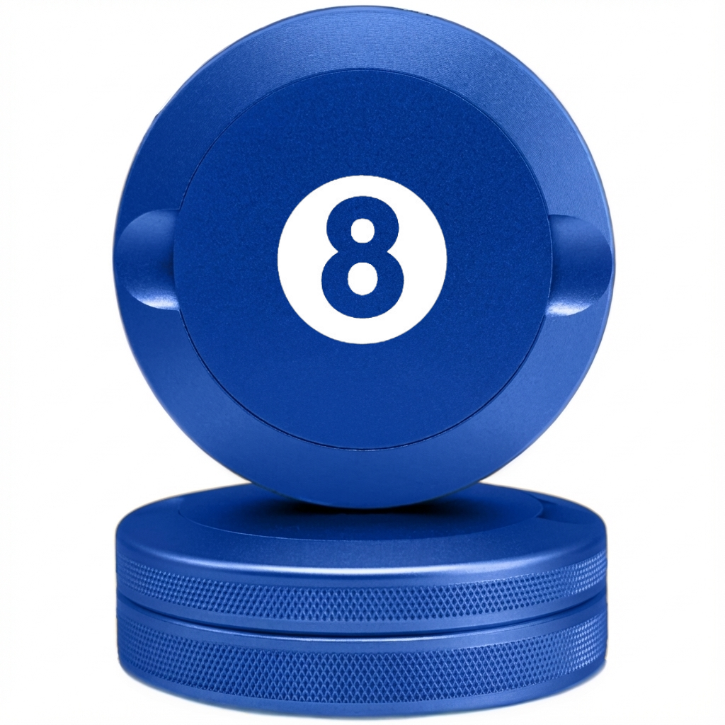 Minimalist Blue Metal Pouch Case with 8-Ball Billiards Design - Stealth CNC Aluminum Fits Zyn
