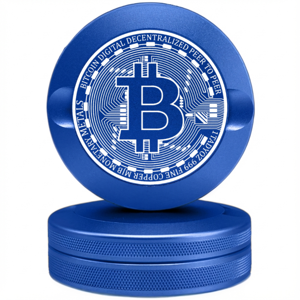 Bitcoin Edition Blue Metal Pouch Can for Crypto Investors - Premium CNC Aluminum Fits Zyn