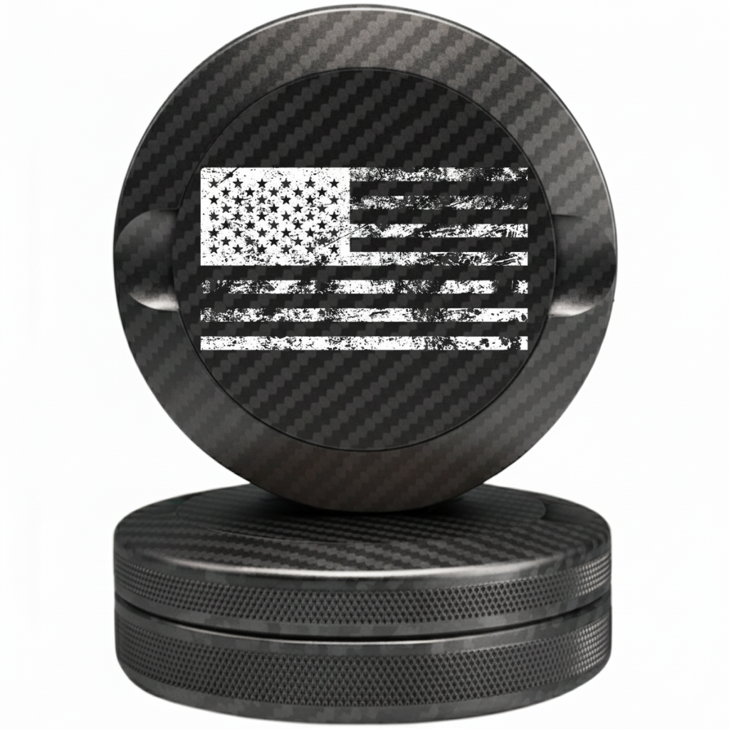 Black Carbon Fiber American Flag Pouch Tin - Lightweight Tactical Snus Case Fits Zyn