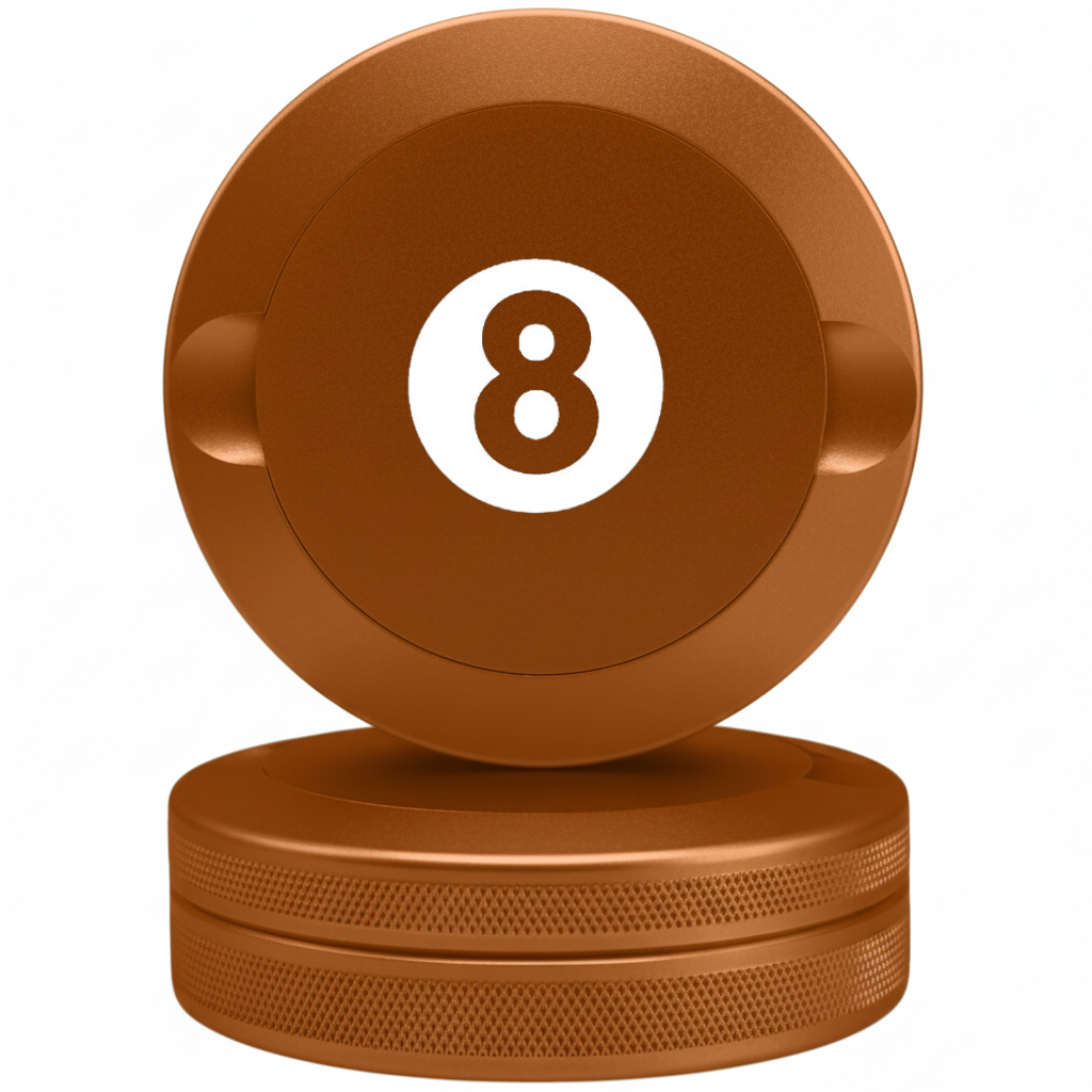 Minimalist Copper Metal Pouch Case with 8-Ball Billiards Design - Stealth CNC Aluminum Fits Zyn