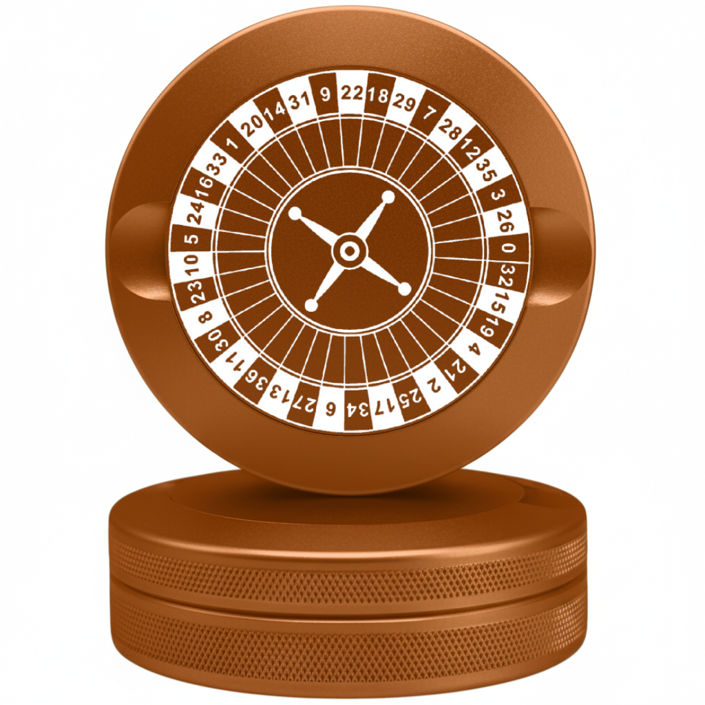 High-Stakes Copper Metal Pouch Tin with Roulette Wheel Engraving - Premium Snus Case Fits Zyn