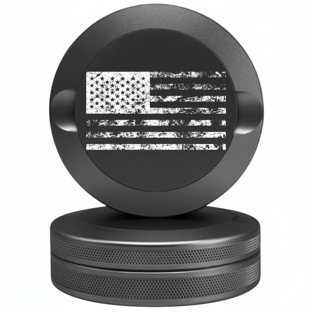 Patriotic Grey Metal Pouch Tin with American Flag Design - Tactical Snus Case Fits Zyn