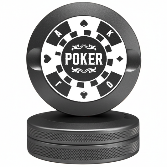 Bin Bros Grey Metal Pouch Can with Poker Card Design - Vegas Style Snus Case Compatible with Zyn