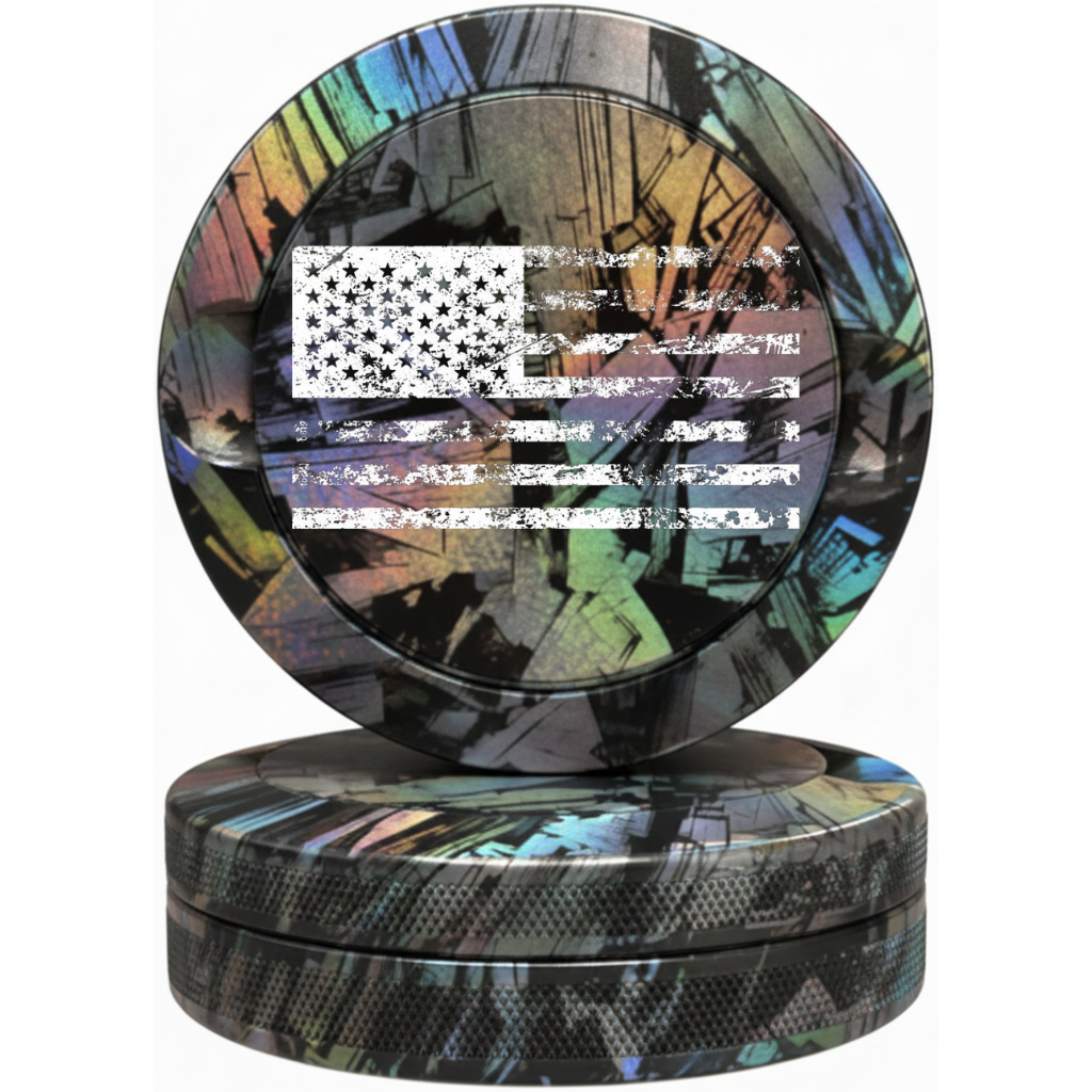 Holographic Carbon American Flag Pouch Tin - Iridescent Patriotic Snus Case Fits Zyn