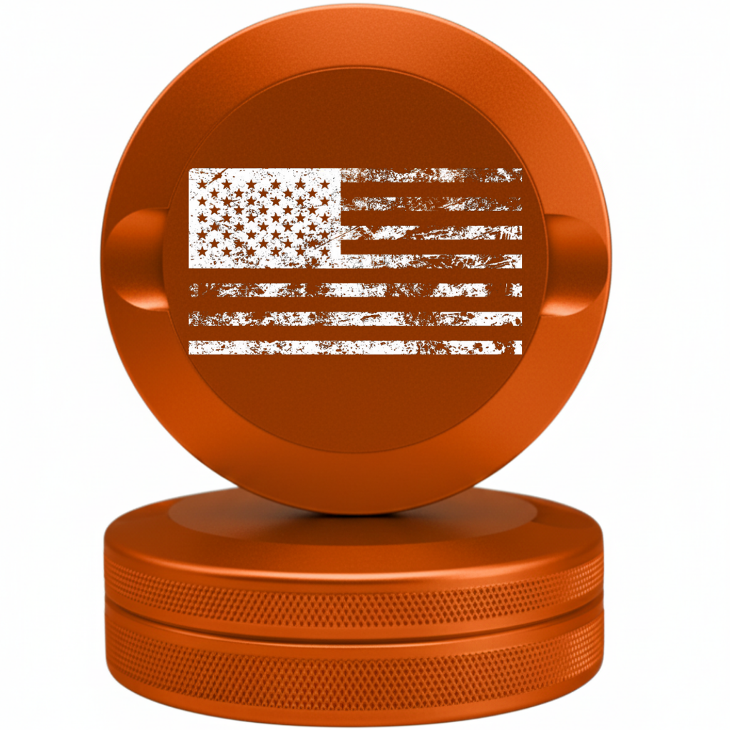 Patriotic Orange Metal Pouch Tin with American Flag Design - Tactical Snus Case Fits Zyn