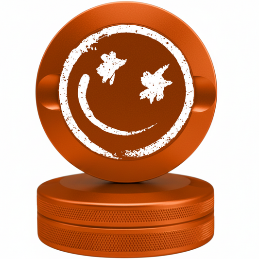 Good Vibes Orange Metal Pouch Can with Smile Face Design - Modern CNC Aluminum Tin Fits Zyn