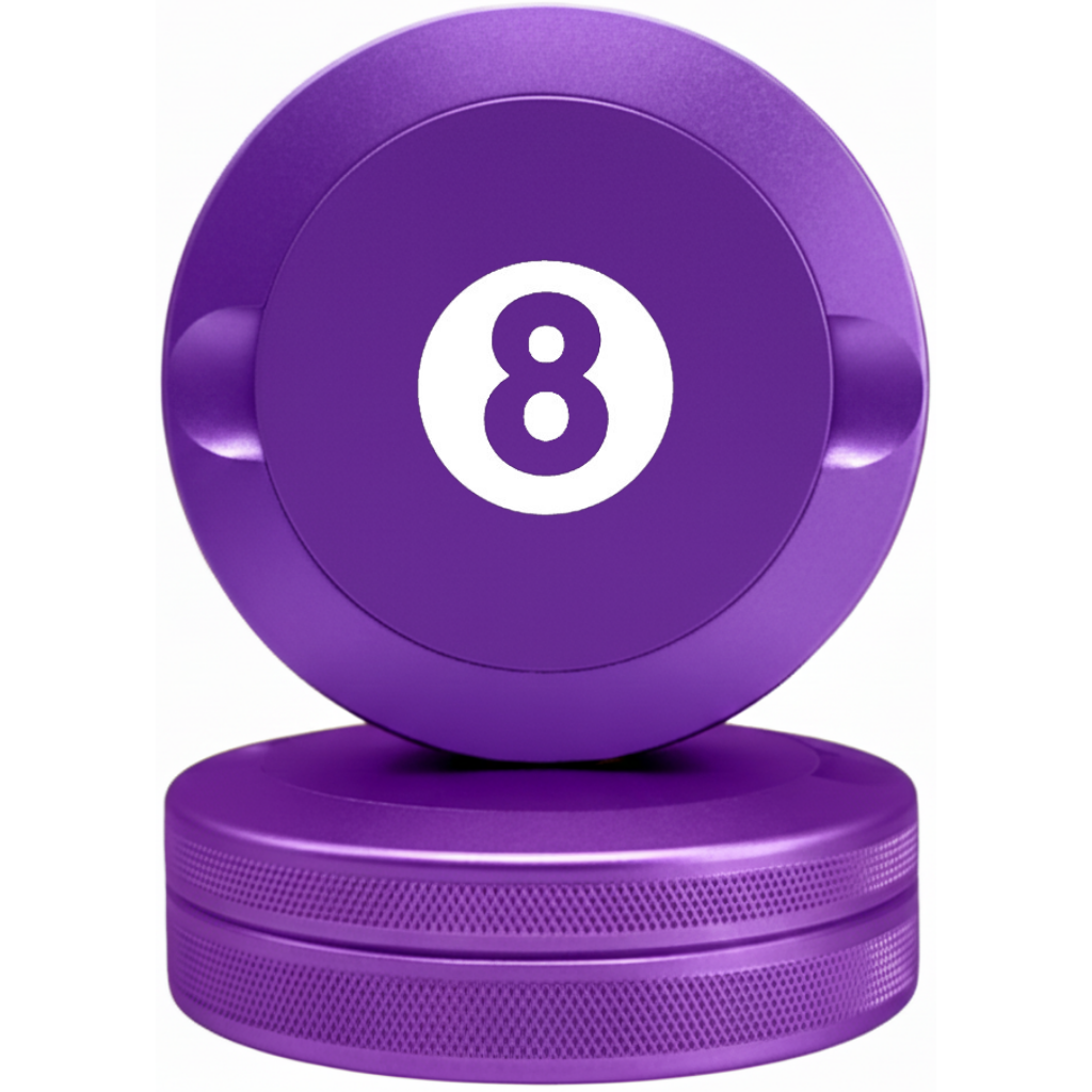 Minimalist Purple Metal Pouch Case with 8-Ball Billiards Design - Stealth CNC Aluminum Fits Zyn