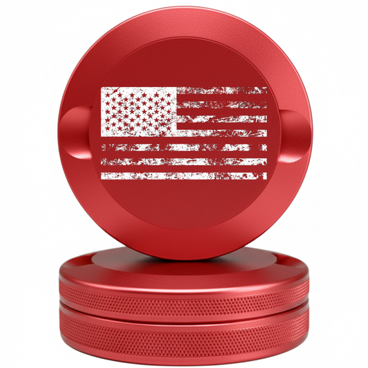 Patriotic Red Metal Pouch Tin with American Flag Design - Tactical Snus Case Fits Zyn