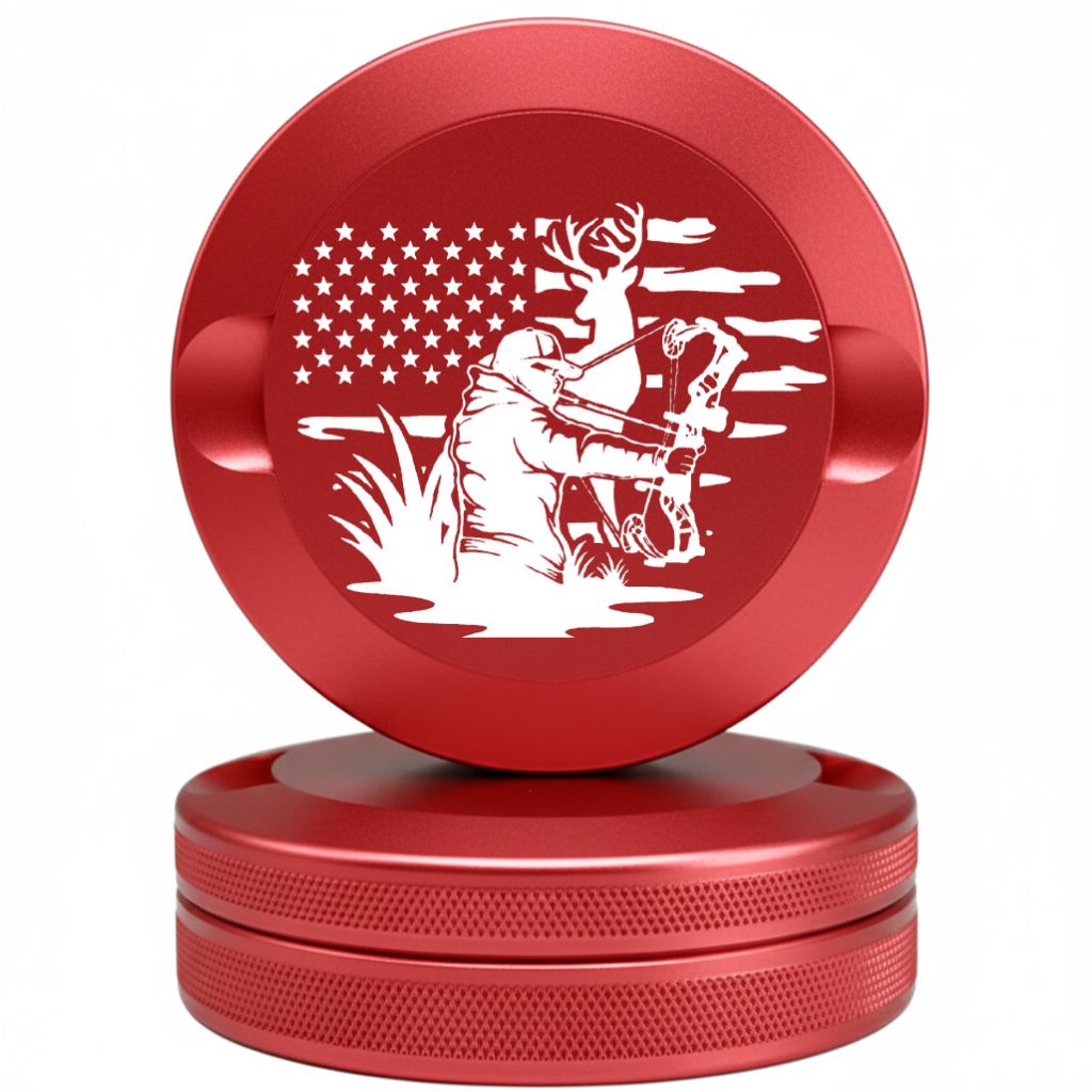 Tactical Red Metal Pouch Tin with Hunter Outdoors Design - Rugged Snus Case Compatible with Zyn