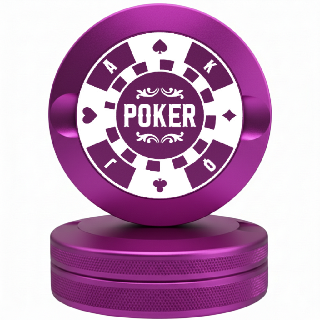 Gambling series purple metal tin for nicotine pouches with roulette wheel engraving