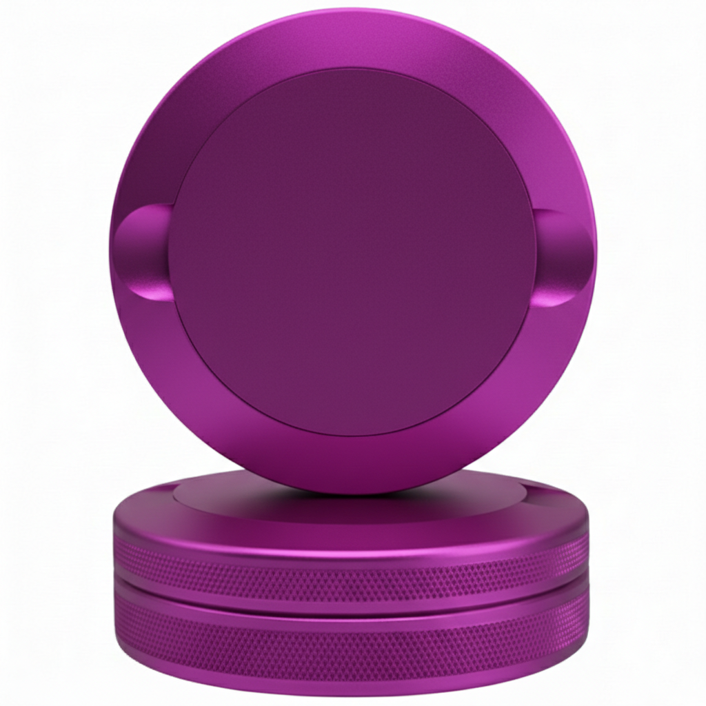 Customizable purple metal nicotine pouch tin for personalized laser engraving.